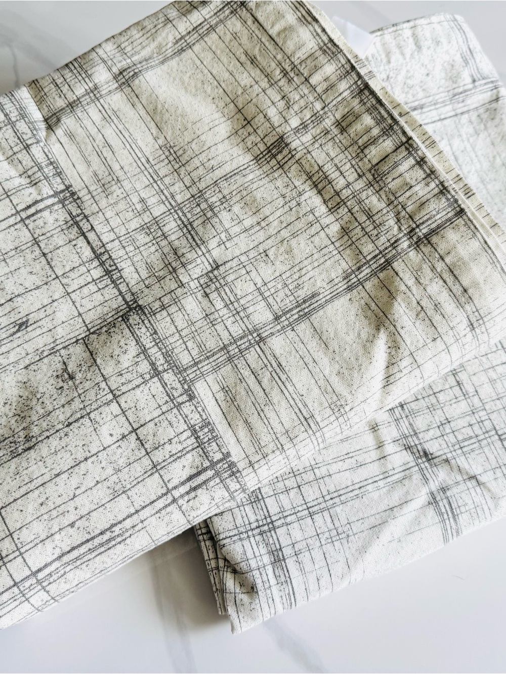 West Elm Cotton Canvas Etched Grid Curtains Set of 2 Panels 48x84
